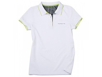 Женское поло Porsche Women’s Polo Shirt Sport, White-Green, артикул WAP5410XS0G от VAG Женское поло Porsche Women’s Polo Shirt Sport, White-Green, артикул WAP5410XS0G